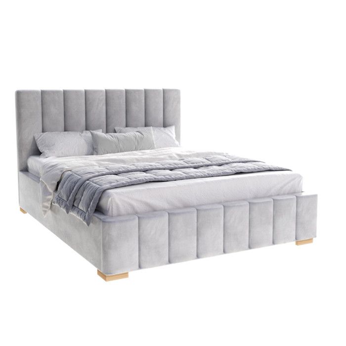 Lit Coffre Anton 140 x 190 cm avec sommier à lattes relevable Gris clair Lit Coffre Anton 140 x 190 cm avec sommier à lattes relevable Gris clair