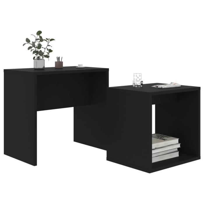 Ensemble de tables basses Gigognes Noir - Aggloméré - 48x30x45 cm