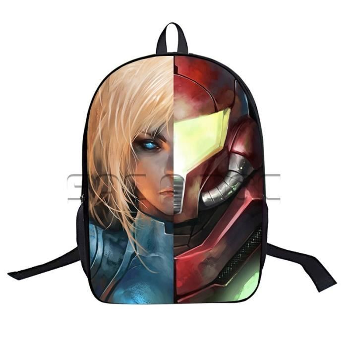 Sac A Dos Garcons Filles Ecole Sac A Dos Metroid Zero Suit Samus Split Hommes Femmes Mignon Noir Achat Vente Sac A Dos 2009529436466 Cdiscount