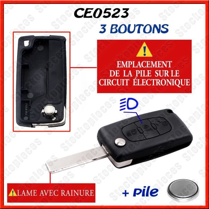 Kit de Réparation Télécommande clé Citroen Peugeot C1 C2 C3 107 307 Switch  pile bouton