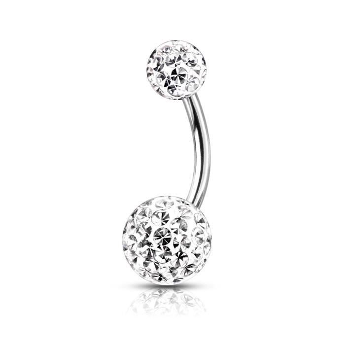 Piercing Nombril Boules Cristal Epoxyde Filetage Interne Acier Chirurgical Inoxydable Banane