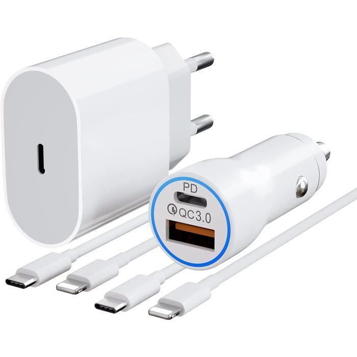 Chargeur Rapide iPhone Chargeur Voiture USB C, 20W Chargeur iPhone
