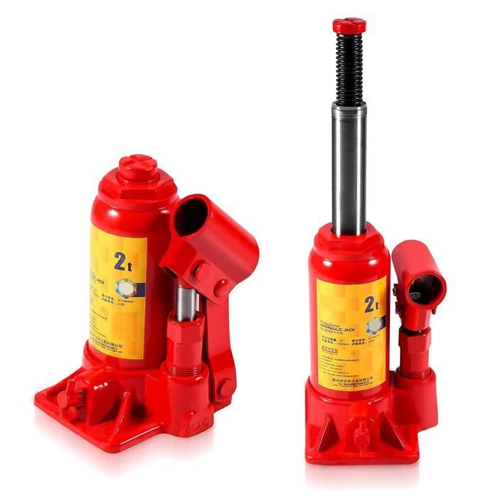 VIVOHOME Cric Hydraulique Moto 680 Kg - Élévateur Rouge Avec Roues, Poignée Et Sécurité 3 Positions Pour Moto, VTT, Quad