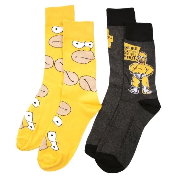 Chaussettes Simpsons Homer Simpson Assorties pour Homme 2 paires