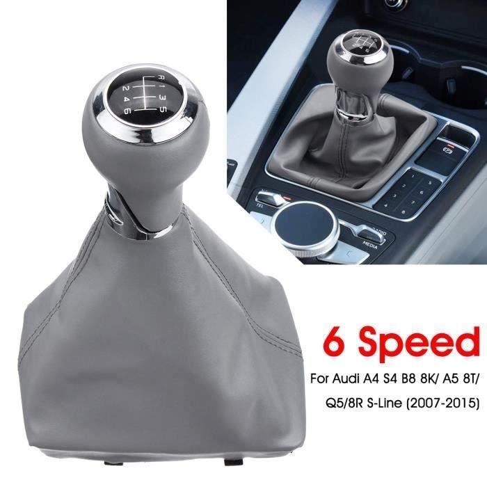 Pommeau De Levier De Vitesse Pour Audi A3 S3 8P (2003-2013) Et A4 A5 Q5 B8 (2007-2015) - 5 Vitesses - Noir/Argent/Rouge - 8