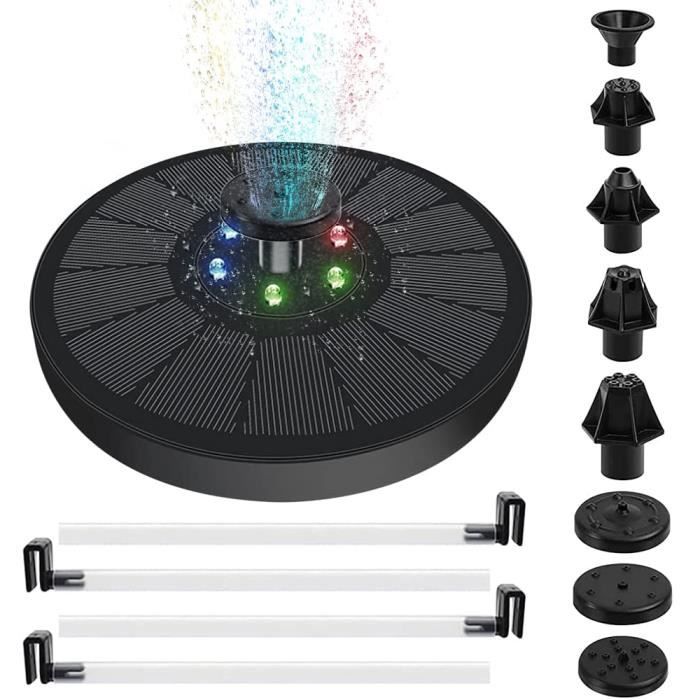 Fontaine Solaire YOUNICE 3W Avec LED - 160mm, Batterie 2500mAh, 8 Buses - Pour Étang, Oiseaux