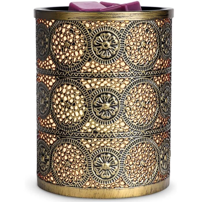 Brûleur Cire Parfumée Électrique Rétro En Métal – Lampe Chauffe Bougie Avec Minuterie Et Luminosité Réglable, 2 Ampoules 50W