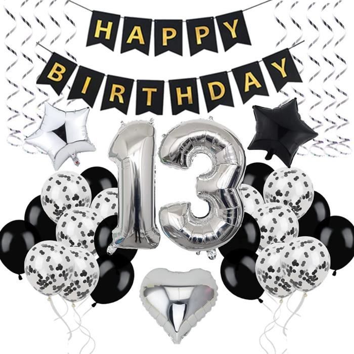 Decoration D Anniversaire 13 Ans Pour Hommes Et Garcons 13 Ans Decoration D Anniversaire 13 Ballons Noirs Et Argentes Decorat 355 Cdiscount Maison