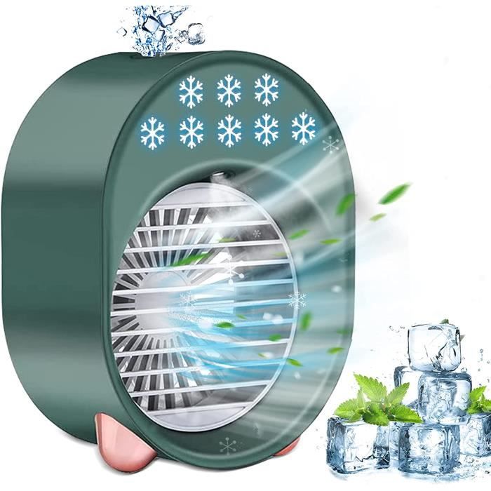 Climatiseur Mobile - Ventilateur Silencieux - Rechargeable USB - Compact - 300 ml - 4-5 heures dautonomie