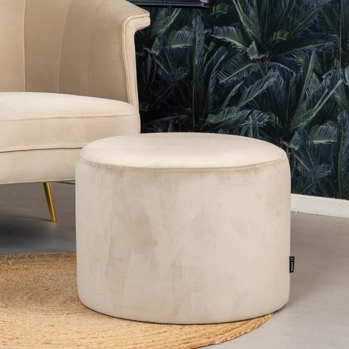 Pouf velours Anna beige - Livin24 - 1 place - Style scandinave moderne - Tissu - 50 cm