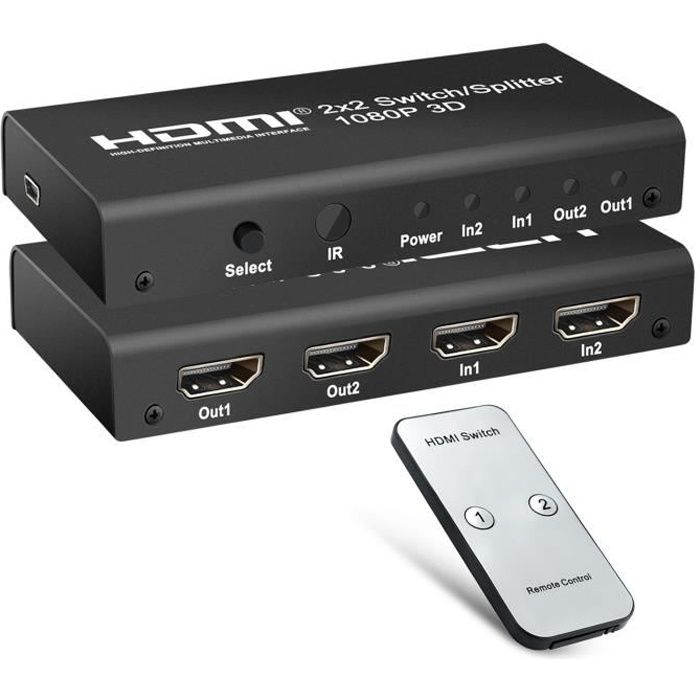 2 x 2 HDMI SplitterSwitcher,HDMI Switch Boxrépartiteur HDMI avec