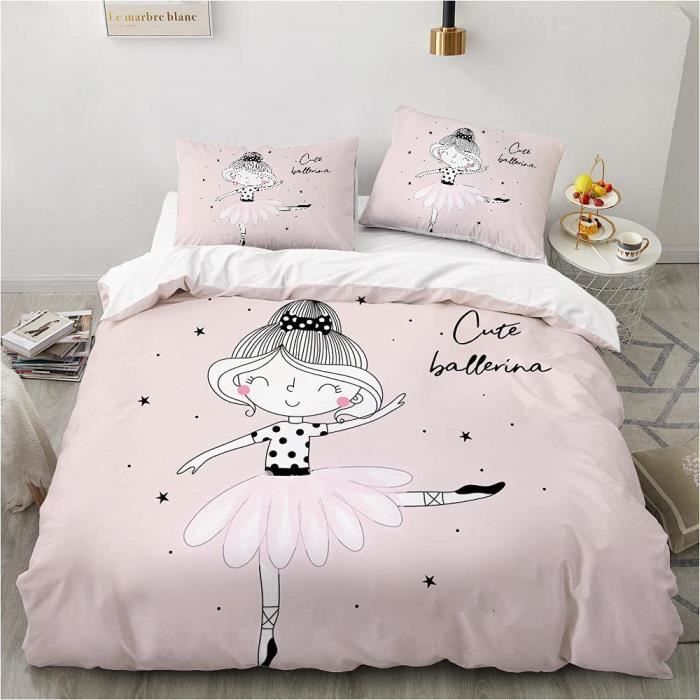 Parure de Lit pour Ado Fille Ballet Rose Housse de Couette avec Fermeture eclair 220x240 cm Cdiscount Maison