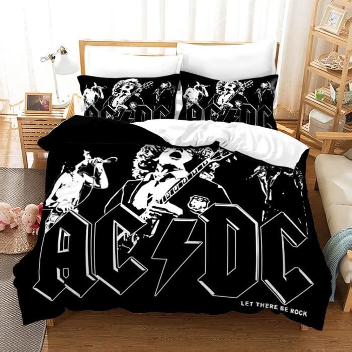 AC DC Parure de lit avec housse de couette et taie d'oreiller Motif ...