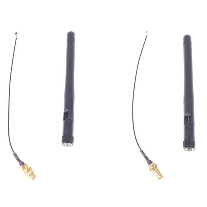 Antenne WiFi RP-SMA 3dBi Double Bande 2.4GHz/5.8GHz + Câble IPX U.FL - Pour Carte Réseau, Routeur, Caméra IP