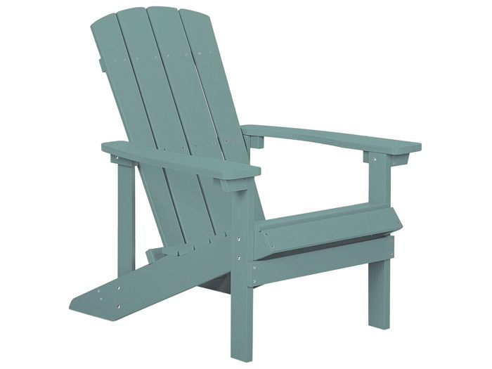 fauteuil de jardin pliant bleu turquoise adirondack - beliani - bois synthétique - résistant aux rayonnements uv