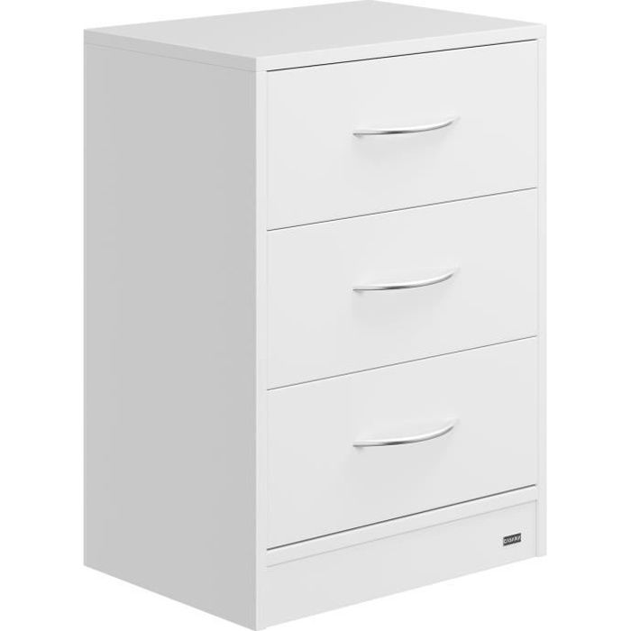 Casaria Table de nuit Blanc 3 tiroirs 54x39x28cm table de chevet pour chambre à coucher petit meuble intérieur rangement Casaria Table de nuit Blanc 3 tiroirs 54x39x28cm table de chevet pour chambre à coucher petit meuble intérieur rangement