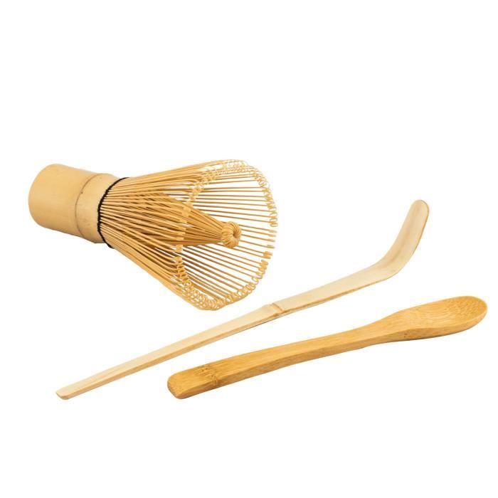 thé matcha set d'accessoires en bambou fouet chasen - spatule chashaku  -  cuillère