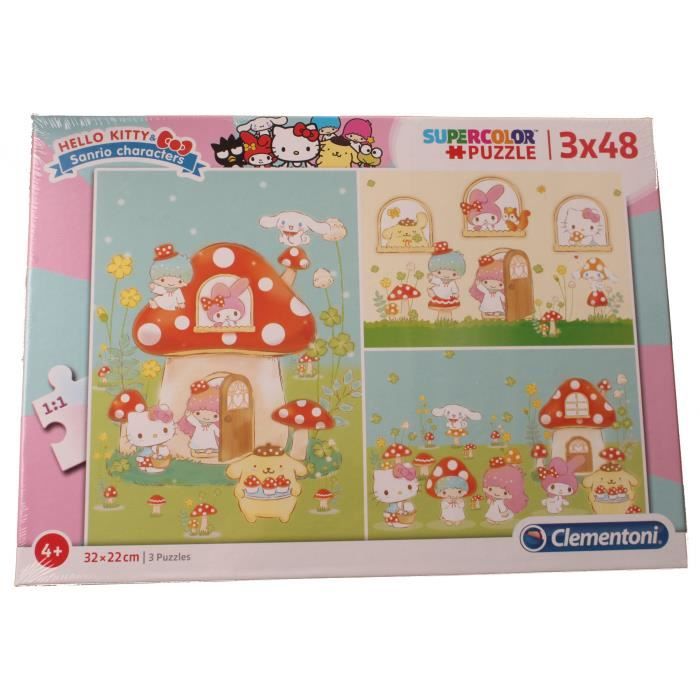 Clementoni puzzle Hello Kitty Supercolor 3 x 48 pièces - Cdiscount Jeux ...