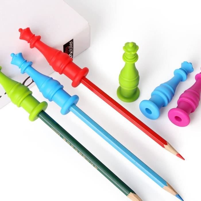 Enfant Embouts de Crayon, Sécurité Enfant 4 Pièces Silicone Jouets Mâcher Jouet Anti Stress