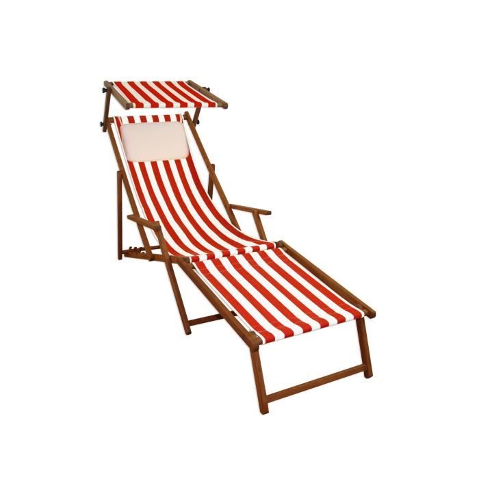 chaise longue pliante - erst-holz - 10-314fskh - rouge - bois massif - dossier réglable