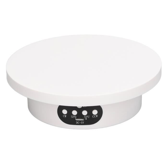 Présentoir Rotatif Motorisé 20cm Avec Miroir - Plateau Tournant 360° Pour Photographie Et Exposition (Blanc)