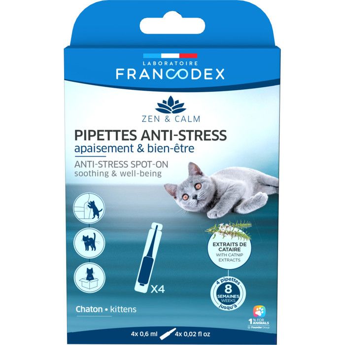 Comparer les prix de 4 Pipettes anti-stress  apaisant et bien-être pour chatons - Francodex