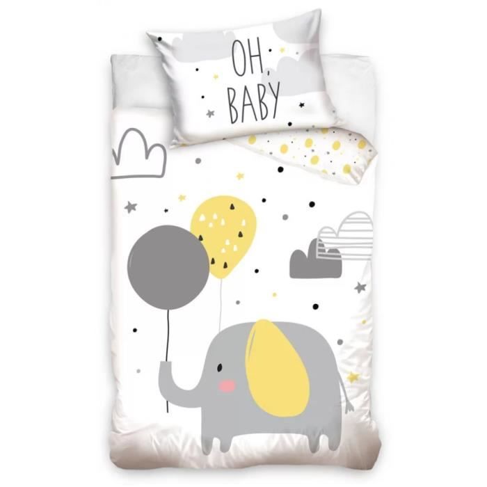 Couettes Housses Parures Bebe Literie Fit Cotbed 135x100cm Taie D Oreiller Housse De Couette 2pc Elephants Colore Bebe Puericulture