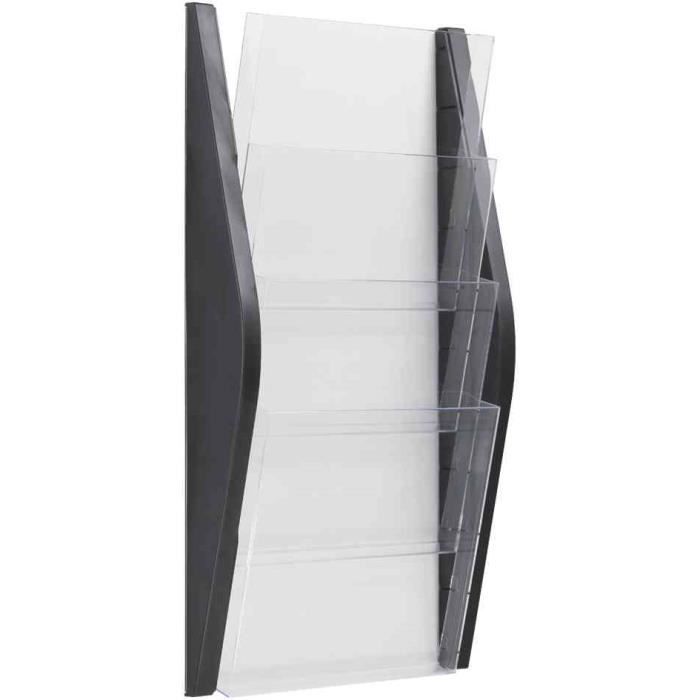 Porte-brochure Mural Multicases - 4 Compartiments Transparents Pour Prospectus A4, Polystyrène