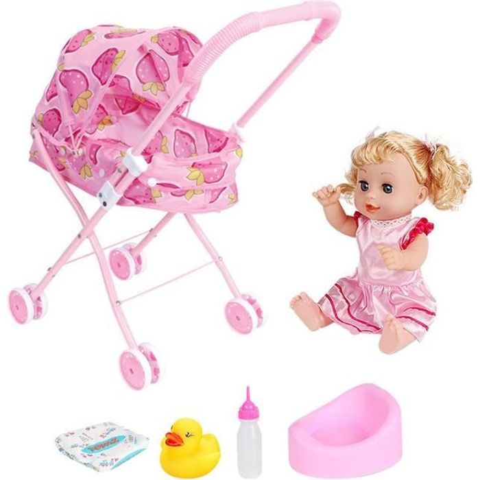 Poupée fille avec porte-poupée enfants semblant jouer jouet décor de maison  de jeu pour tout-petits cadeau de noël fraise - Cdiscount Jeux - Jouets