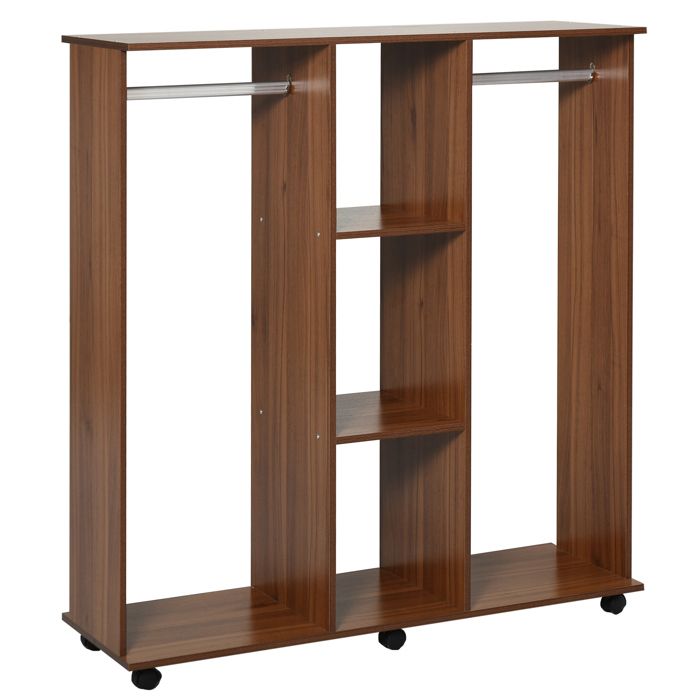 Armoire Penderie Meuble De Rangement Mobile 6 Roulettes 120l X 40l