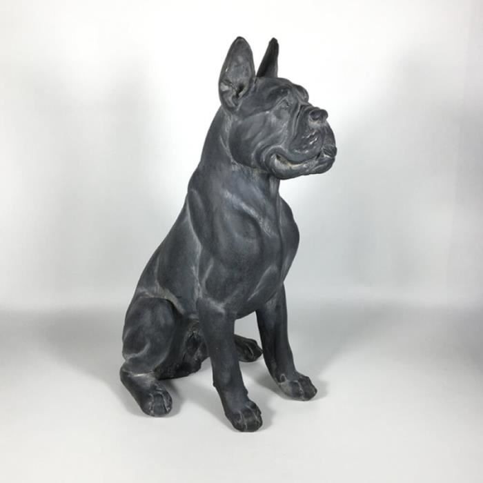 Statue Chien CANE CORSO décorative de jardin en polyrésine 49 cm gris