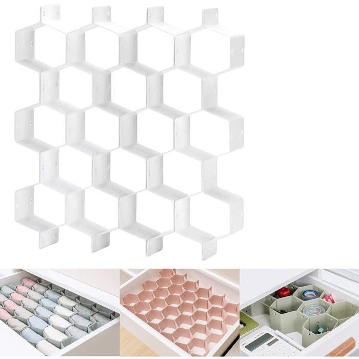 Vtopmart Lot de 4 organiseurs de tiroirs, 6 + 7 + 8 + 24 compartiments | Séparateurs de tiroir pour chaussettes, soutiens-gorge, écharpes, cravates | Boîtes de rangement en tissu non tissé pour