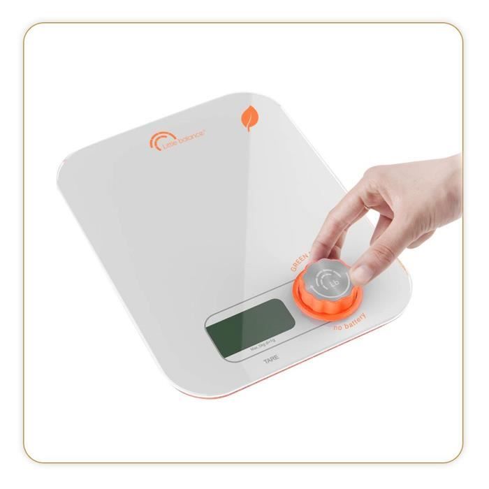 LITTLE BALANCE 8346 Kinetic Flower, Balance de cuisine sans pile, Rechargeable par son bouton Little Balance, 5 kg / 1 g, Orange