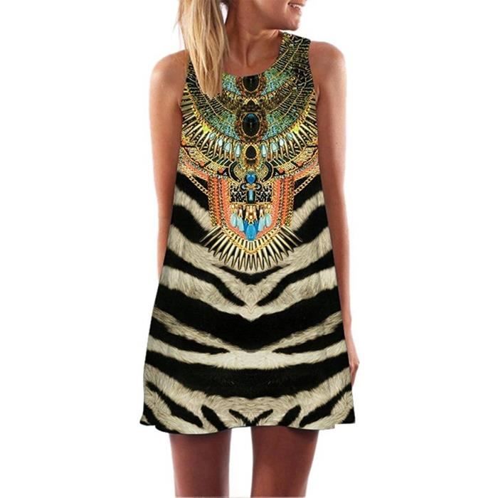 Minetom Femme Fille été Mini Robe De Plage Courte Robe De Soirée Sans Manche Vest Dress Robe De Crayon Tunique Jupon