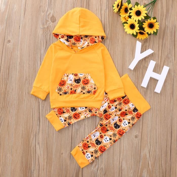 Ensemble De Vetements Bebe Garcon Filles Dessin Anime Tops A Capuchon Pantalon Costumes Costume Halloween Ensemble 450 Orange Cdiscount Pret A Porter