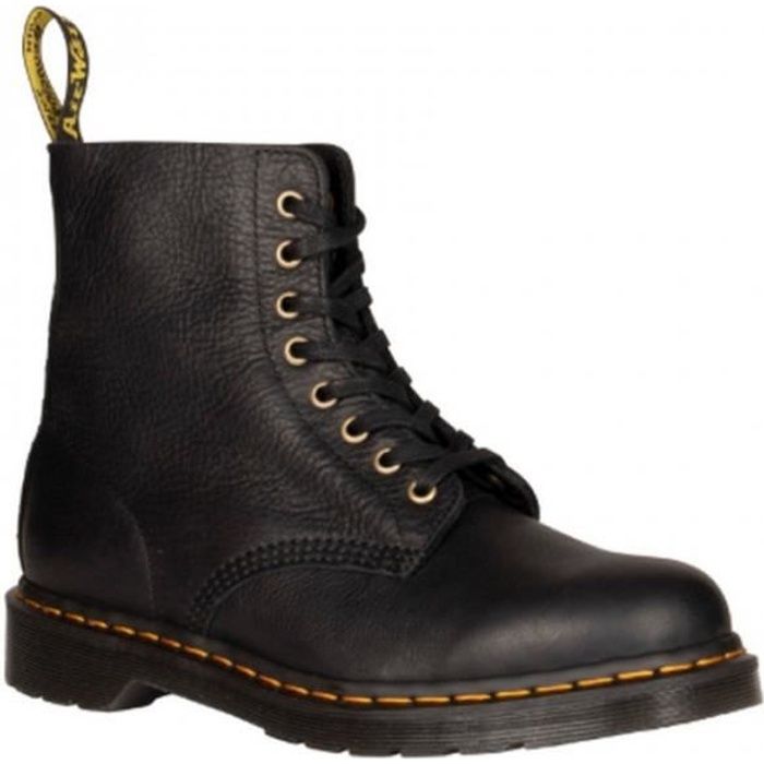 Bottines DR. MARTENS 1460 pascal en cuir noir pour homme - Lacets ronds noirs - Hauteur de talon 3 cm