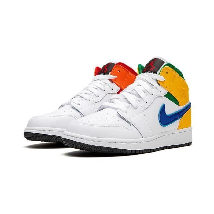 Nike Air Jordan 1 Mid Retro Chaussures de Basket Pas Cher Jordan One pour  Homme Femme Blanc - Cdiscount Chaussures