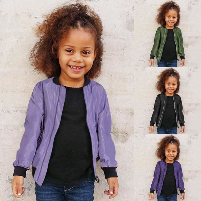 1 6 Ans Manteau de Veste de Poches de Couleur Unie pour Bebe Garcon Fille Violet clair Cdiscount Pret a Porter
