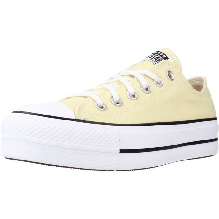 Basket Femme CONVERSE 125064 Jaune Lacets Textile Jaune Cdiscount Chaussures