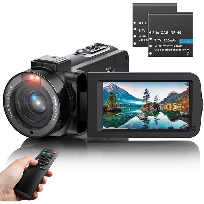 Caméscope Caméra Vidéo FHD 1080P 36MP 30FPS Youtube Vlogging Caméra pour Nuit IR Zoom Numérique 16X Camescope 3.0'' 270° IPS écran