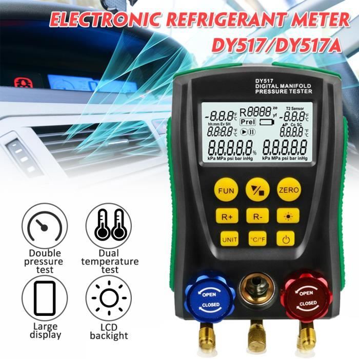 Manometre Climatisation KKmoon® Manomètre Réfrigération Numérique Vide Pression Manifold Testeur Compteur HVAC Température Testeur Numérique Manifold Jauge Mètre HVAC Vide Pression 