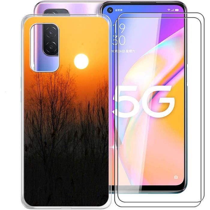 Coque Arrière TPU Pour OPPO A54 5G Et A74 5G - Design Tigre Et Jungle, Noire Et Multicolore