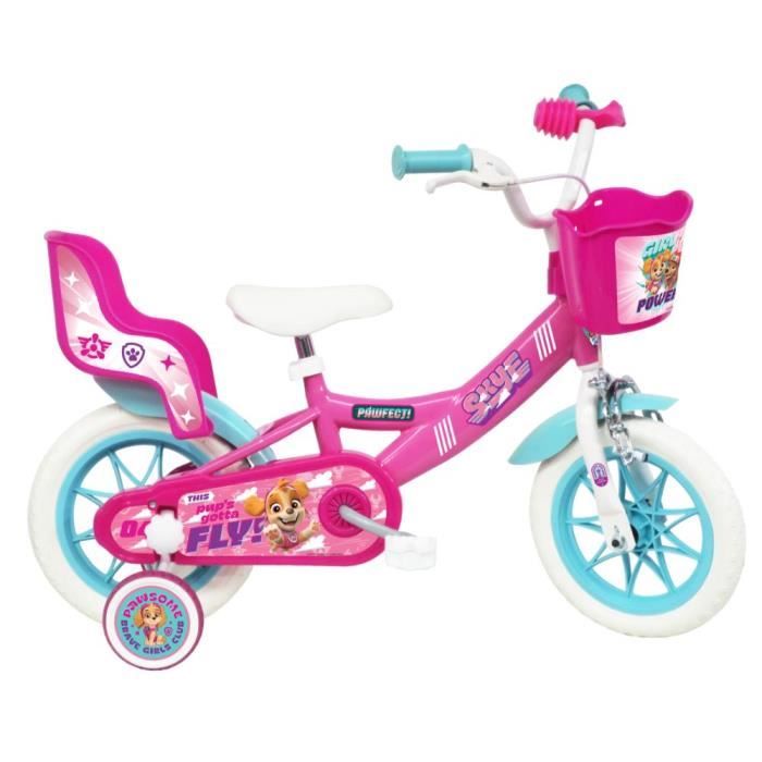 Vélo Enfant 12'' Reine Des Neiges II/ Disney Fille ( taille < 90/95 cm ),  Bleu & Rose, équipé de 1 frein, Panier avant, - Cdiscount Sport