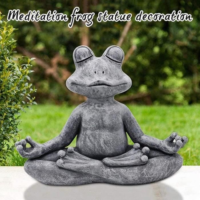 Statue de jardin ROKOO Yoga Méditation Grenouille Gris Résine
