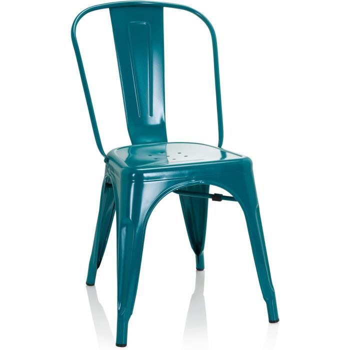 645052 chaise bistrot vantaggio comfort métal bleu pétrole, chaise au style industriel, empilable[j839]
