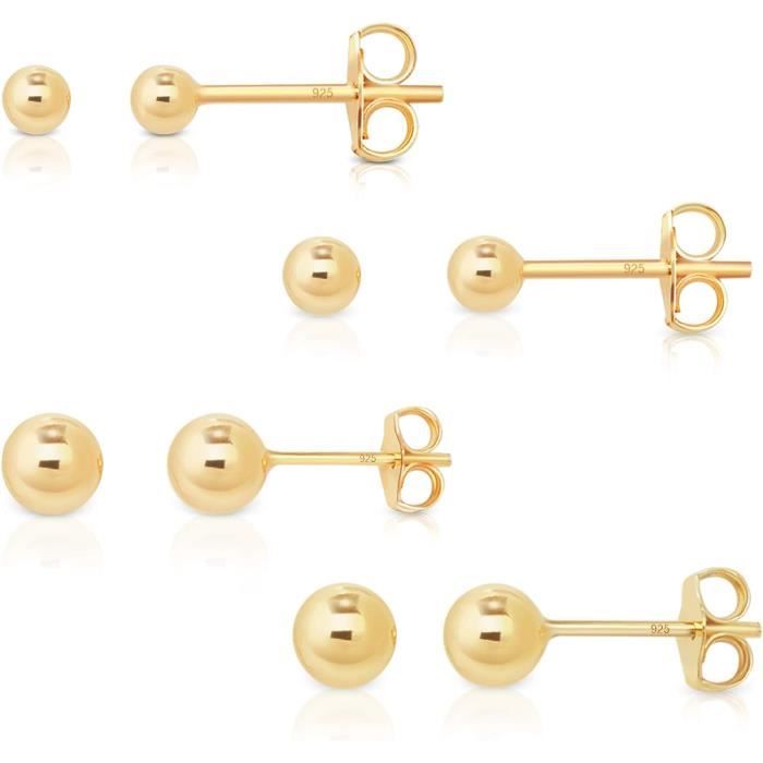 Lot De 4 Paires De Boucles D'oreilles Puces – Imitation Perle Nacre 6mm