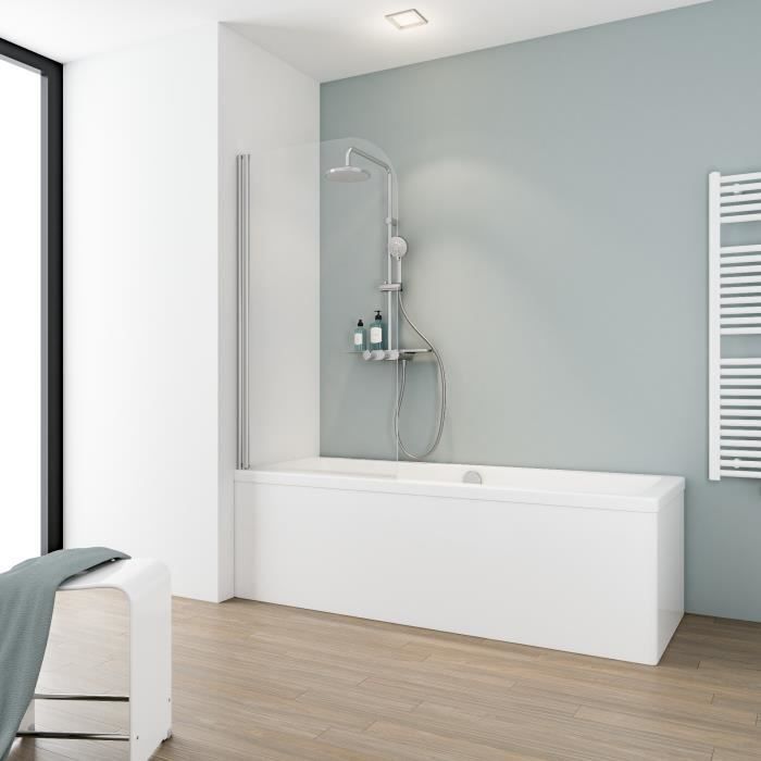 Pare Baignoire Pivotant 80 X 140 Cm Paroi De Baignore 1 Volet Verre Transparent Profile Aspect Chrome Schulte Achat Vente Porte De Baignoire Pare Baignoire Pivotant 80 X Cdiscount