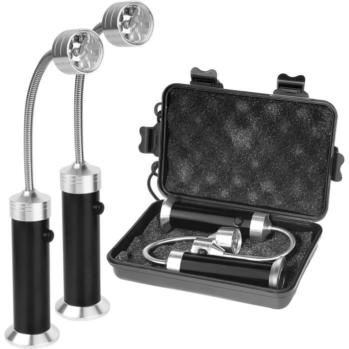 2 Lampes LED Magnétiques Pour Barbecue – Base Rotative 360°, Flexible, Piles AAA – Idéal Camping, Jardin, Fêtes Extérieures
