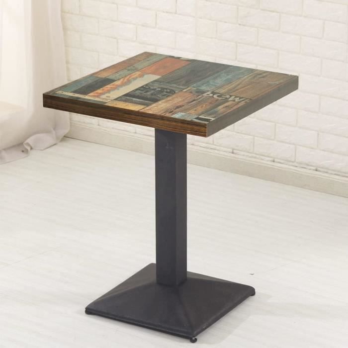 Table à Manger Industriel Bistrot Metalix - 80 Cm - Bois Léger Bronze