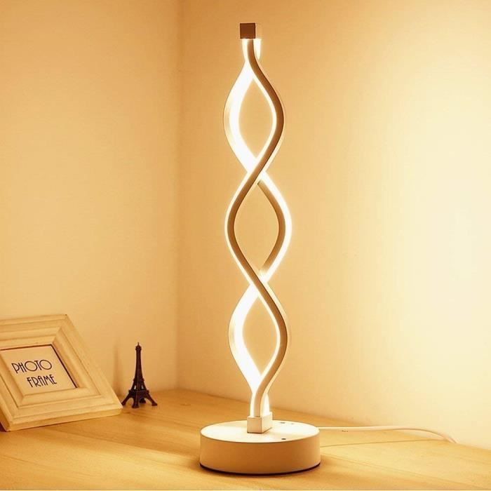 Lampe à poser LED Twist Wave Lampe de table 12W blanc chaud lampe de chevet 17 72 pouces de hauteur sur 4 92 pouces Base ronde